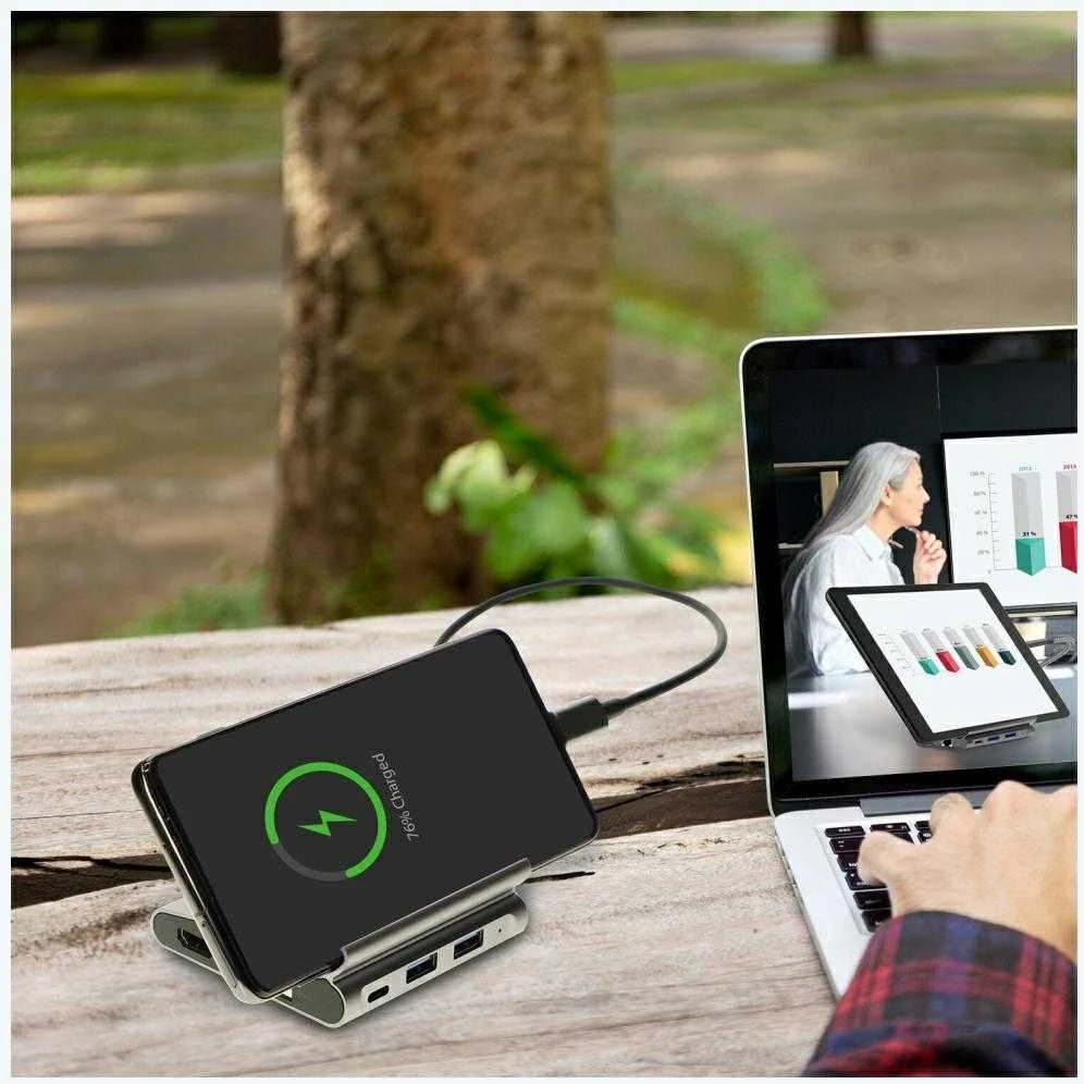 Podstawka pod Planšetė/Telefonas Hub 4smarts 7w1 DeX 2xUSB-C/2xUSB-A/HDMI/SD/MicroSD/RJ45