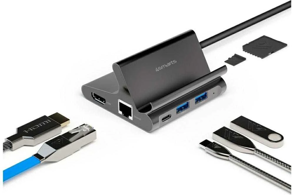 Podstawka pod Planšetė/Telefonas Hub 4smarts 7w1 DeX 2xUSB-C/2xUSB-A/HDMI/SD/MicroSD/RJ45