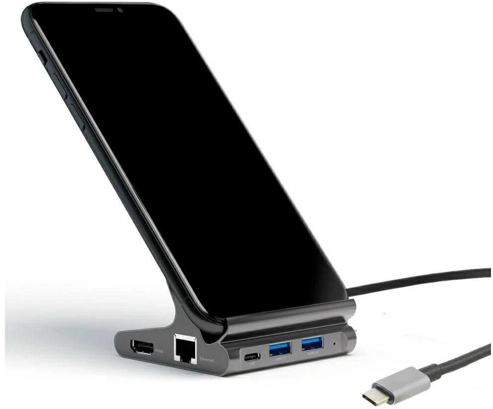 Podstawka pod Planšetė/Telefonas Hub 4smarts 7w1 DeX 2xUSB-C/2xUSB-A/HDMI/SD/MicroSD/RJ45