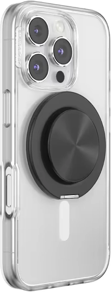 „PopSockets“ aliuminio radialinis „MagSafe“ telefono laikiklis ir stovas, juodas