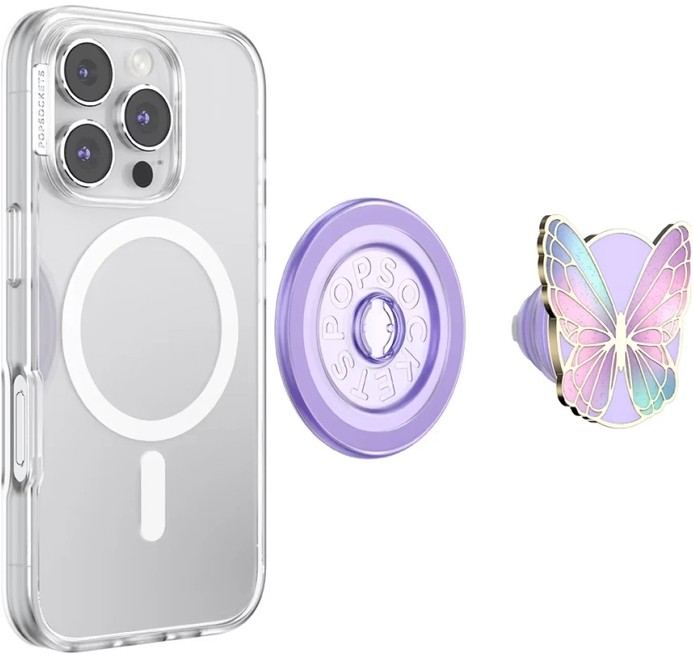 Popsockets Enamel Butterfly Prism MagSafe uchwyt i podstawka do telefonu šviesiai violetinė