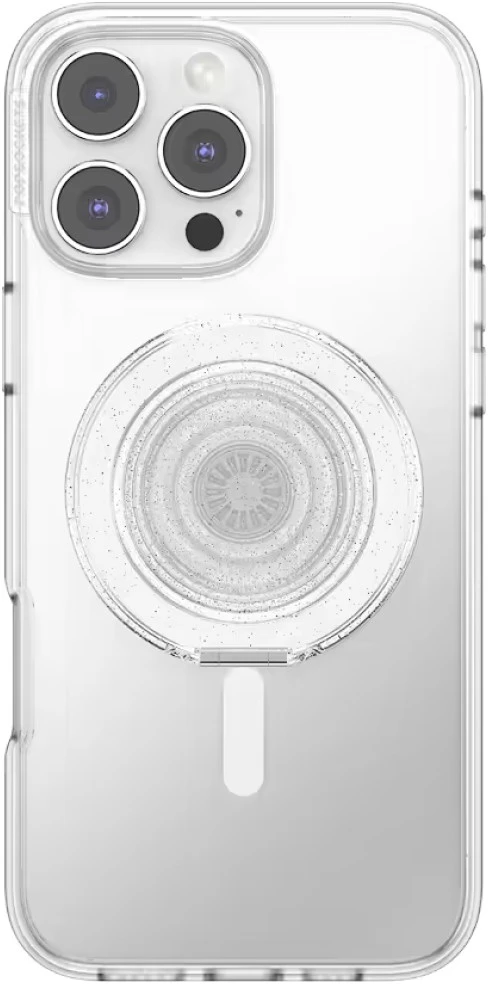 „PopSockets Kick-Out Grip“ blizgučiais aprūpintas „MagSafe“ telefono laikiklis ir stovas