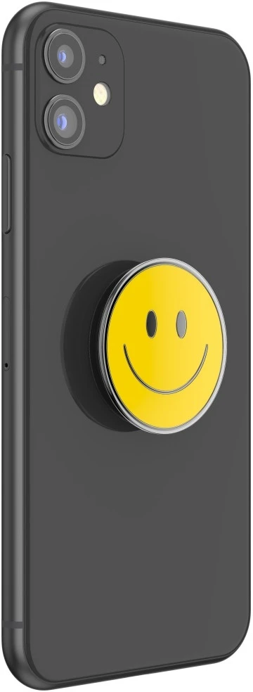 „PopSockets PopTop Combo“ emaliuotas „Be Happy“ geltoninis telefono laikiklis ir stovas