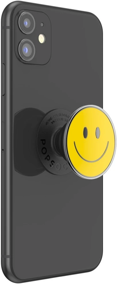 „PopSockets PopTop Combo“ emaliuotas „Be Happy“ geltoninis telefono laikiklis ir stovas