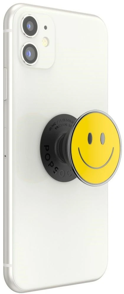 „PopSockets PopTop Combo“ emaliuotas „Be Happy“ geltoninis telefono laikiklis ir stovas