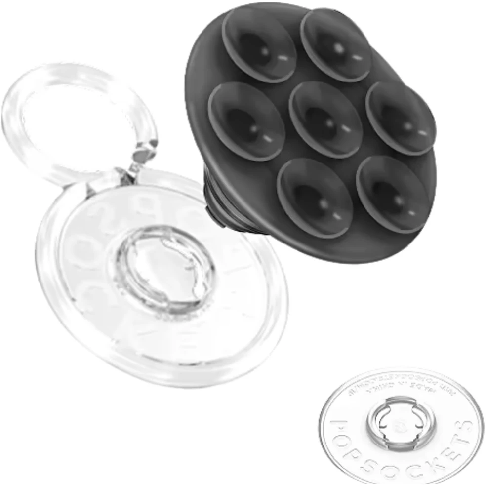 „PopSockets PopTop“ permatomas prisisiurbiantis telefono laikiklis ir stovas, juodas