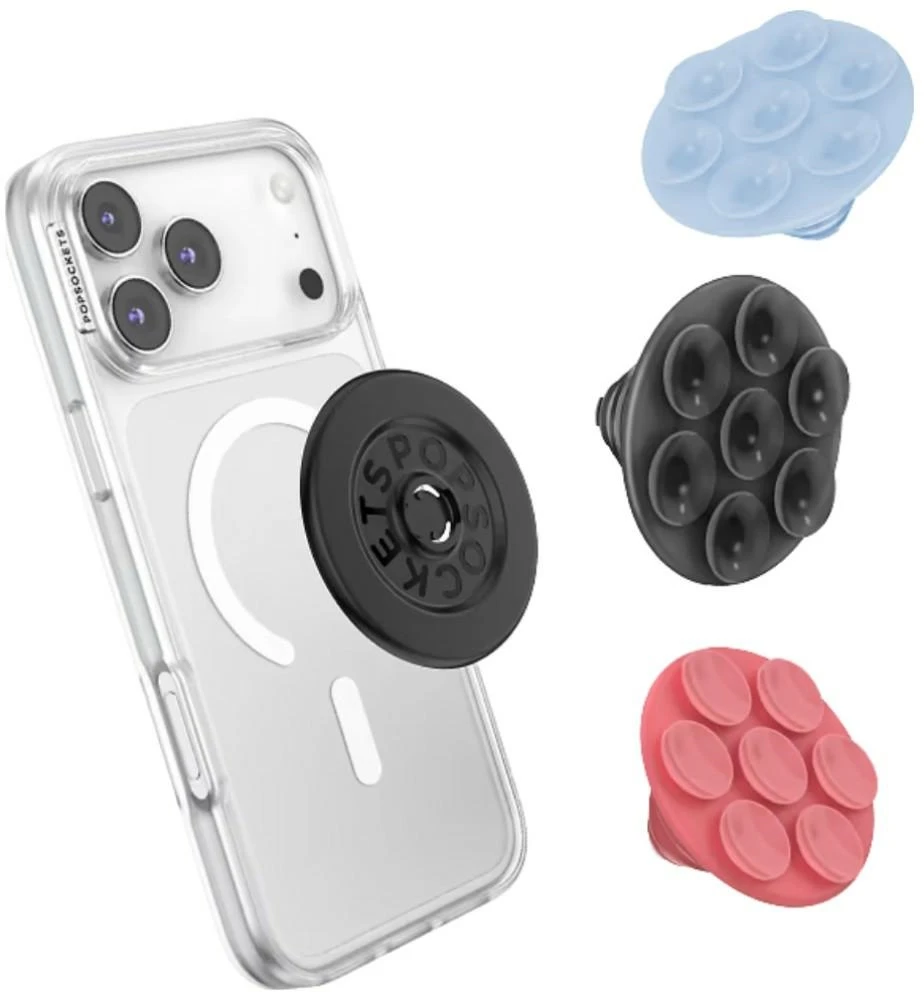 „PopSockets PopTop“ permatomas prisisiurbiantis telefono laikiklis ir stovas, juodas