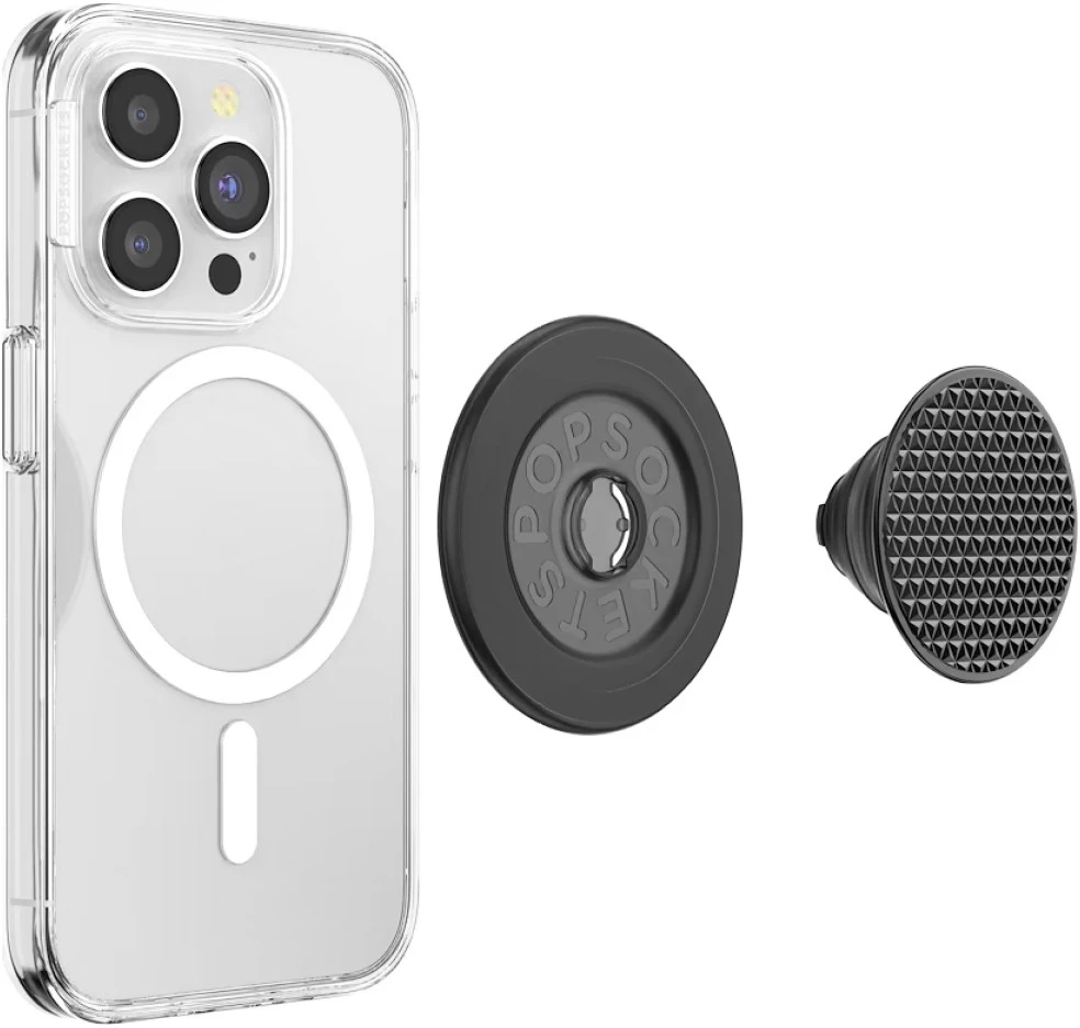 PopSockets Round Aluminum Triangle Knurl Grip MagSafe phone grip and stand juodas