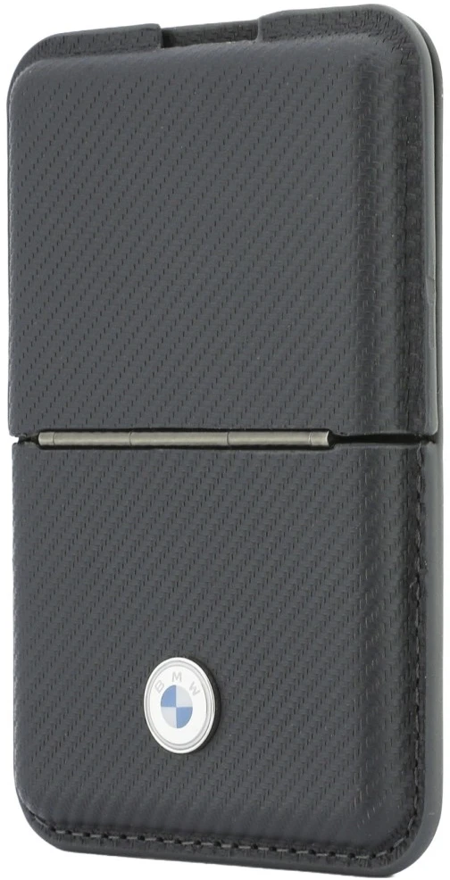 Dėklas Portfel BMW Carbon Metal Logos MagSafe antracito