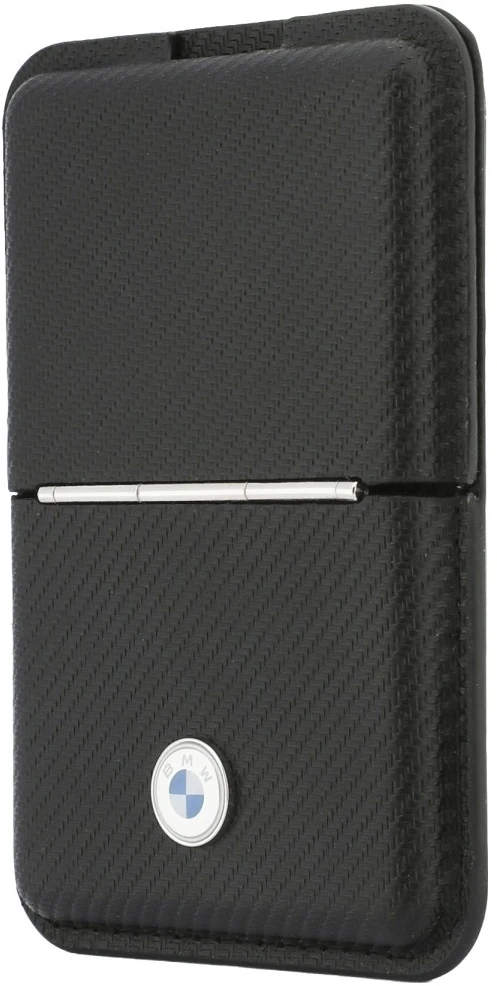 Dėklas Portfel BMW Carbon Metal Logos MagSafe juoda