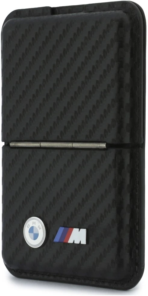 Dėklas Portfel BMW M Carbon Metal Logos MagSafe juoda