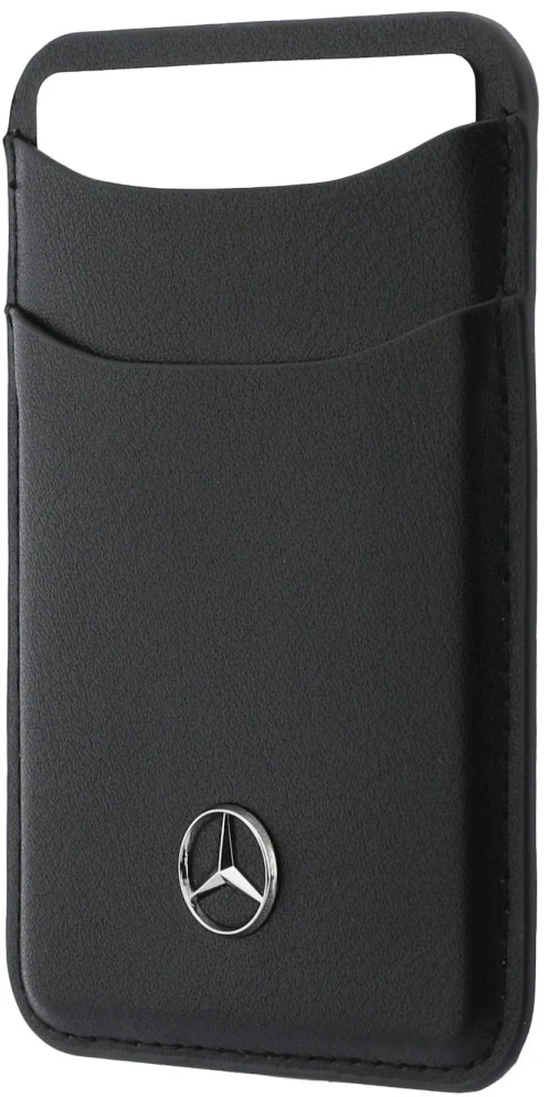 Dėklas Mercedes PU Leather MagSafe Card Holder Wallet juodos spalvos