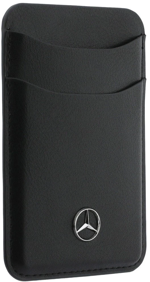 Dėklas Mercedes PU Leather MagSafe Card Holder Wallet juodos spalvos