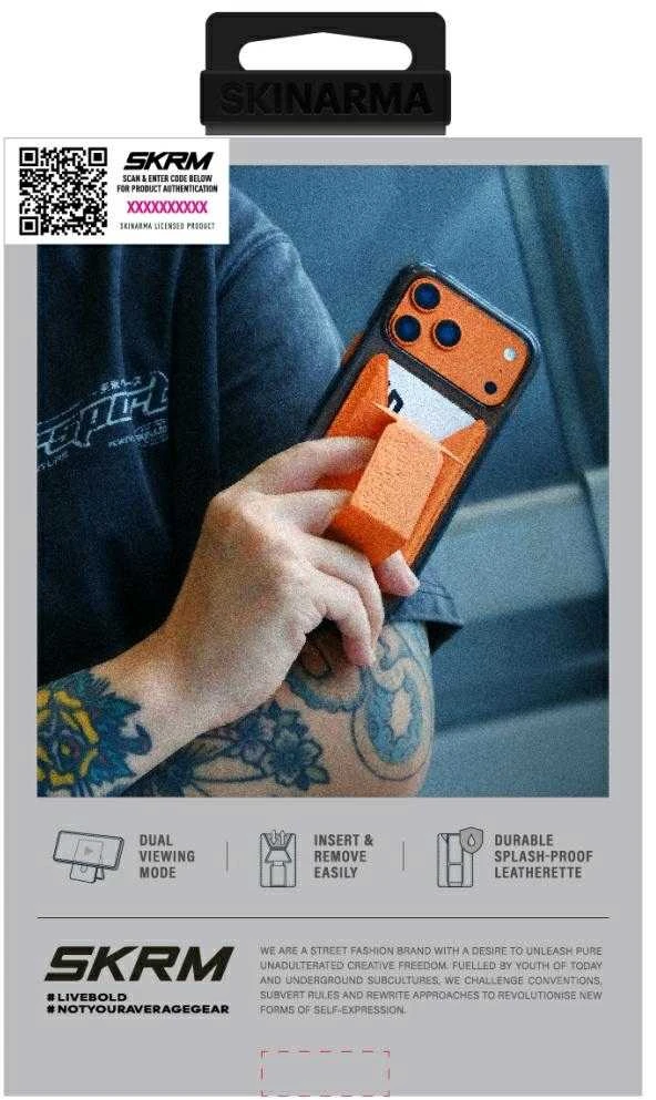 Wallet Skinarma Kado Haxa Magnetic Cardholder Grip Stand oranžinės spalvos