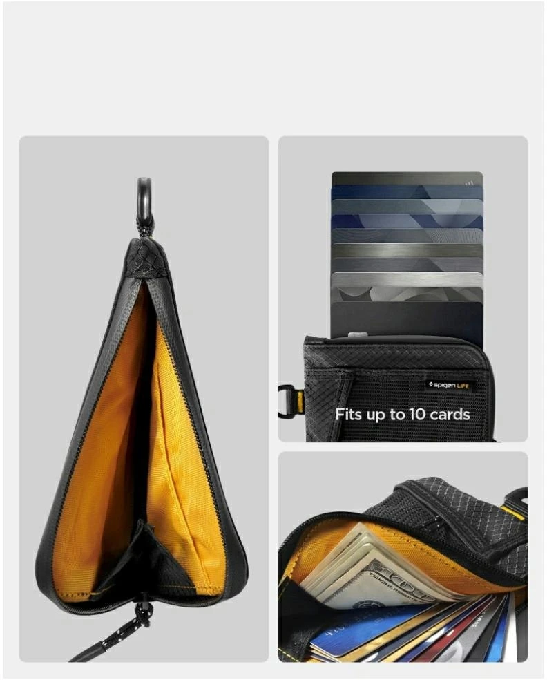 SPIGEN LF300 MINKŠTAS RFID KORTELIŲ DĖKLAS Juodas