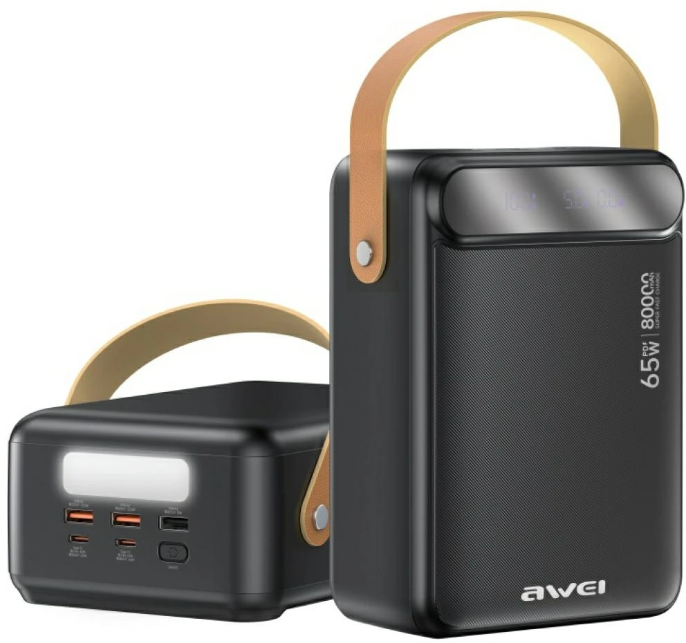 PowerBank AWEI PA-83 80000mAh 65W 3xUSB-A/2XUSB-C juoda
