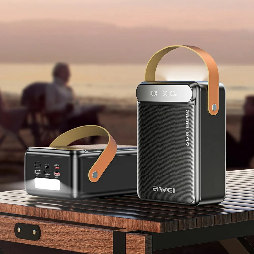 PowerBank AWEI PA-83 80000mAh 65W 3xUSB-A/2XUSB-C juoda