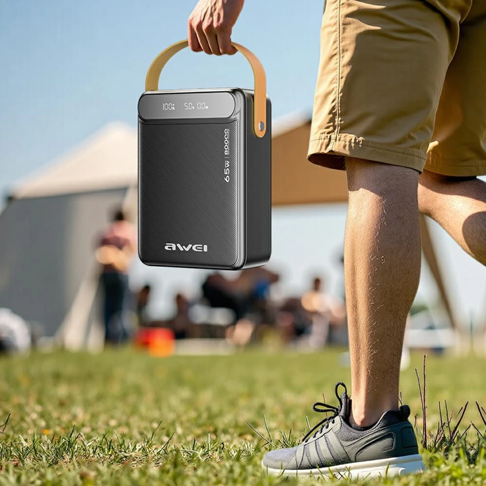 PowerBank AWEI PA-83 80000mAh 65W 3xUSB-A/2XUSB-C juoda