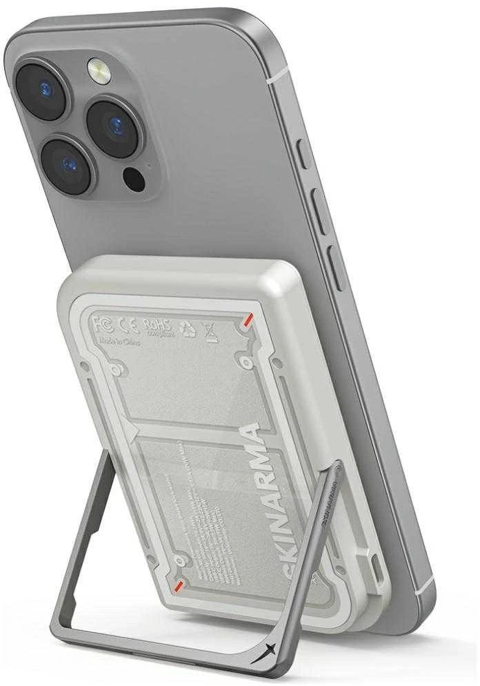 Powerbank Skinarma Nexus Mecha Magnetic Kick-Stand 5000mAh 20W PD USB-C MagSafe pilkos spalvos