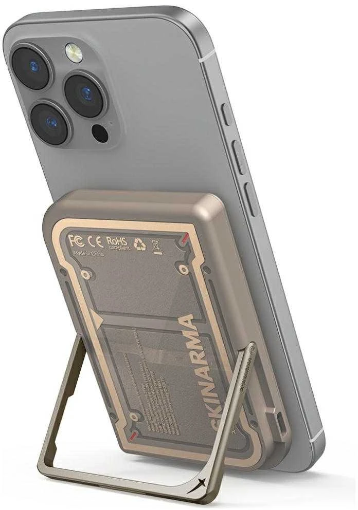 Powerbank Skinarma Nexus Mecha Magnetic Kick-Stand 5000mAh 20W PD USB-C MagSafe aukso spalvos