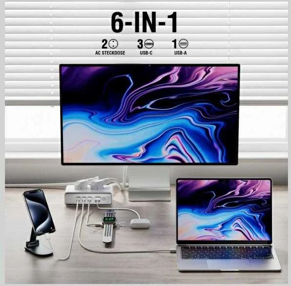 4smarts 6in1 65W GaN baltas prailgintuvas