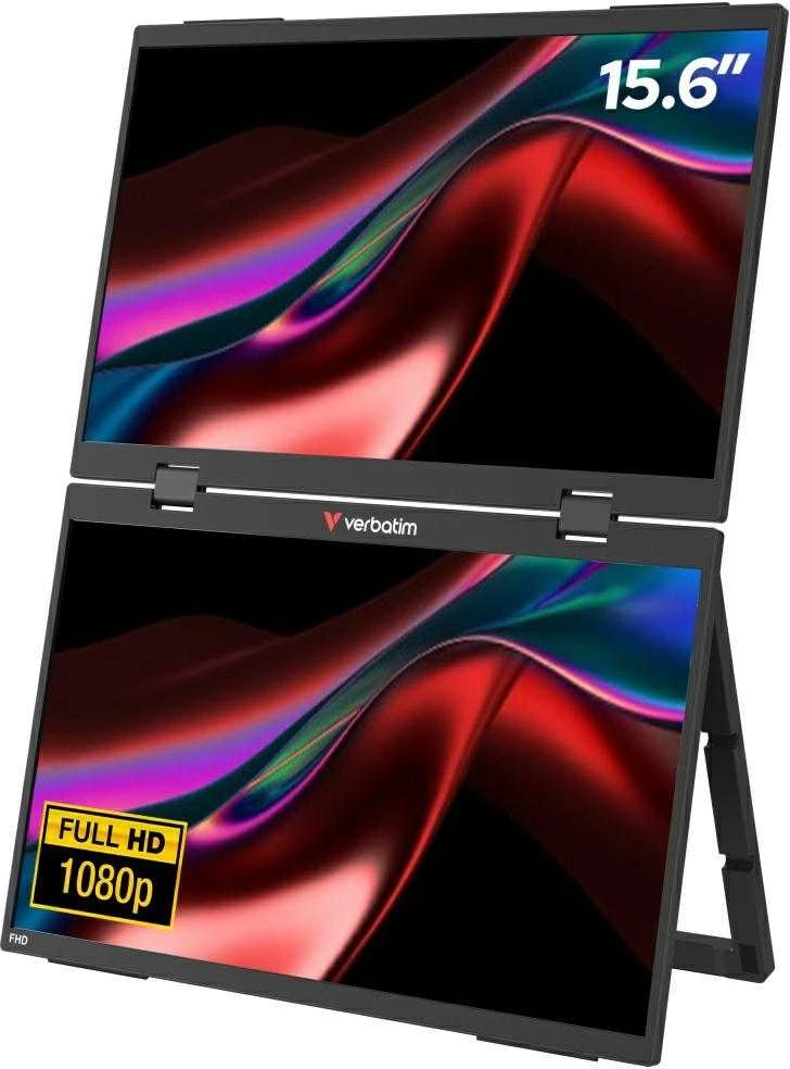 Monitorius „Verbatim Essentials“ nešiojamas dviejų monitorių ekranas, 15,6 colio, FHD, juodas, 32403