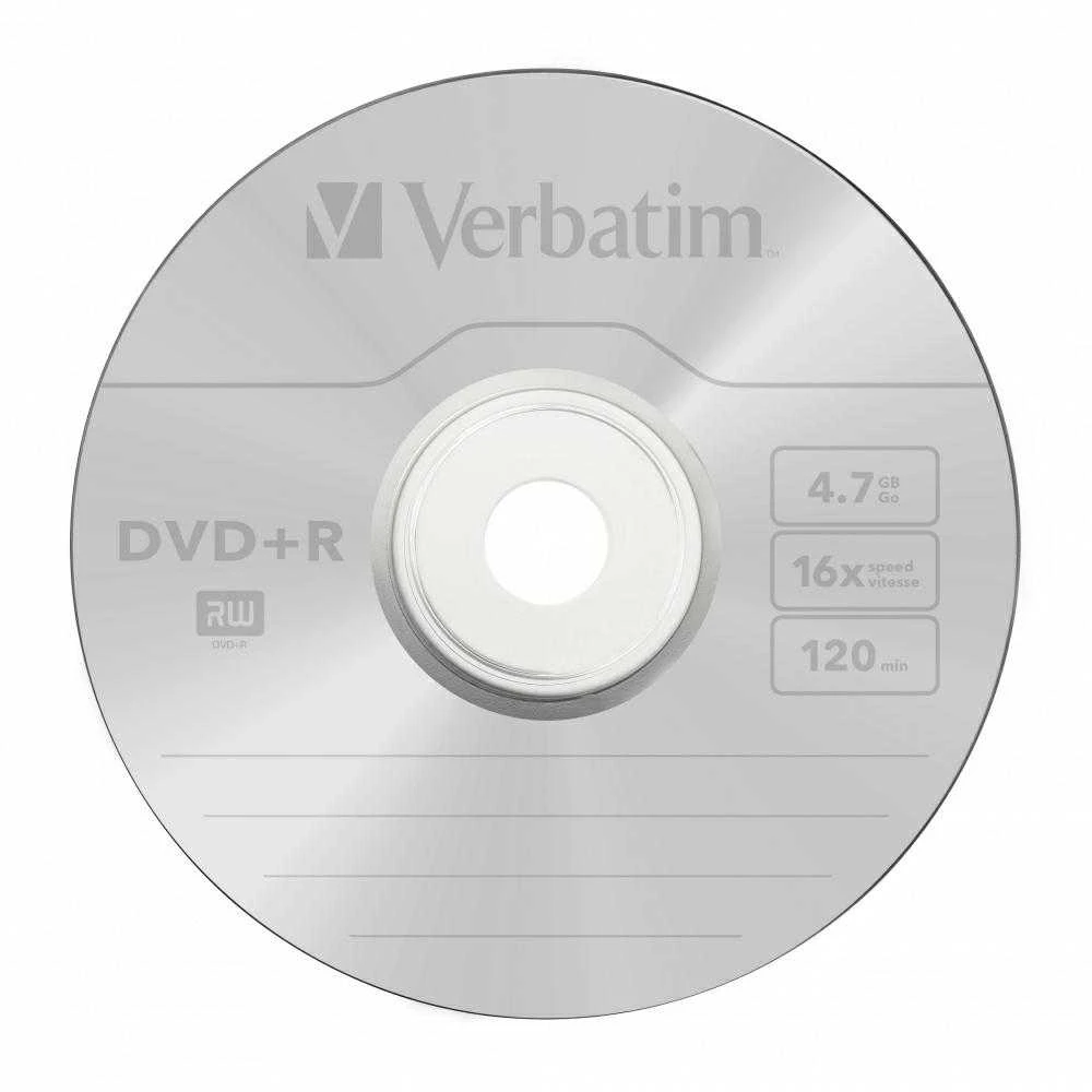VERBATIM 50x DVD+R AZO 4,7GB 16x Spindle matinis sidabrinis paviršius