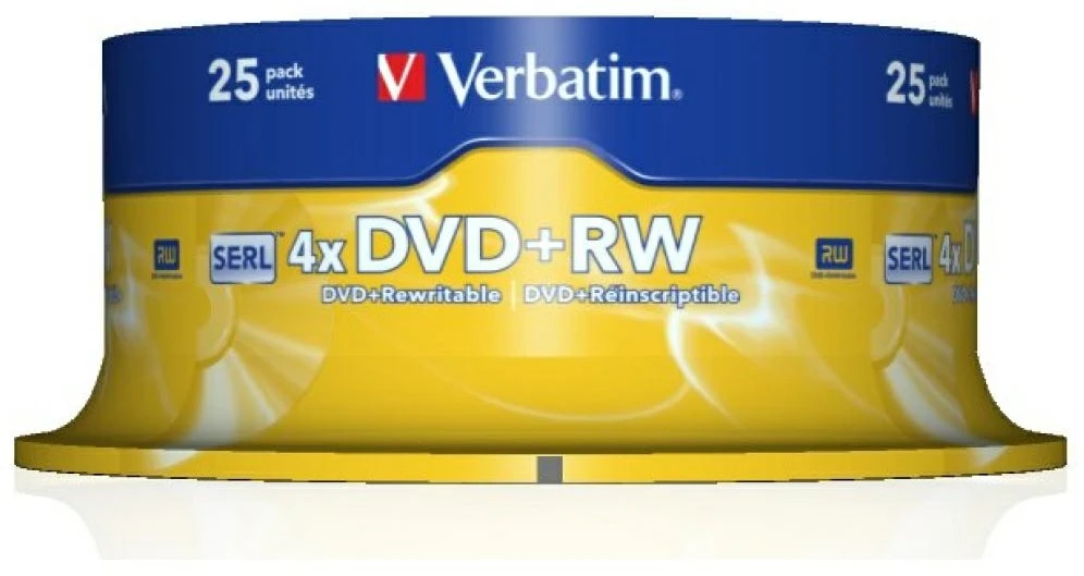 VERBATIM 25x DVD+RW SERL 4,7GB 4x Spindel matt sidabrinis paviršius
