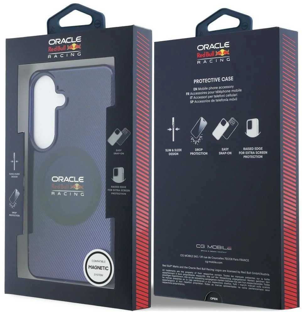 Red Bull Raudona Bull Raudona Bull PC Double Layer Blended Lines Magnetic dėklas skirtas Samsung Galaxy S26 Navy