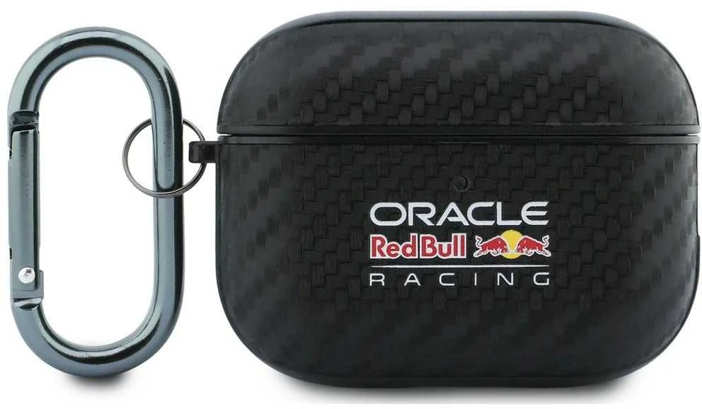 Red Bull Raudona Bull Raudona Bull PU anglies pluošto dėklas skirtas AirPods Pro 3 juodos spalvos