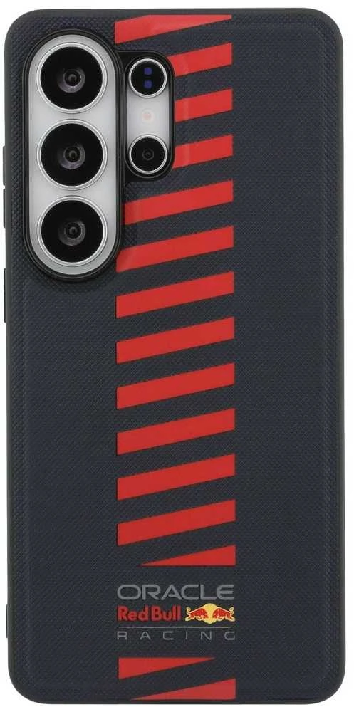 Red Bull Raudona Bull Raudona Bull PU Leather Meshed Powerbar Magnetic dėklas skirtas Samsung Galaxy S26 Ultra mėlynos spalvos