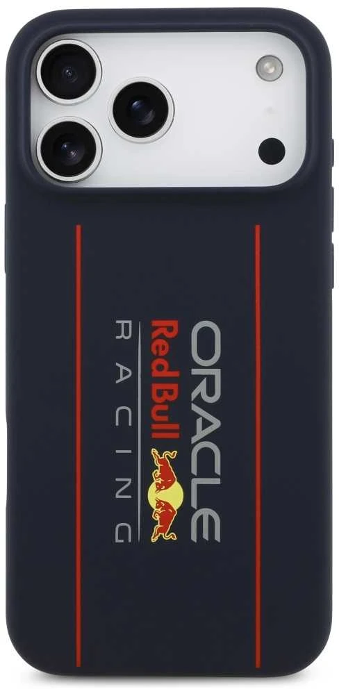 Red Bull Raudona Bull Raudona Bull Silicone Vertical Logo MagSafe dėklas skirtas Apple iPhone 17 Pro Max mėlynos spalvos