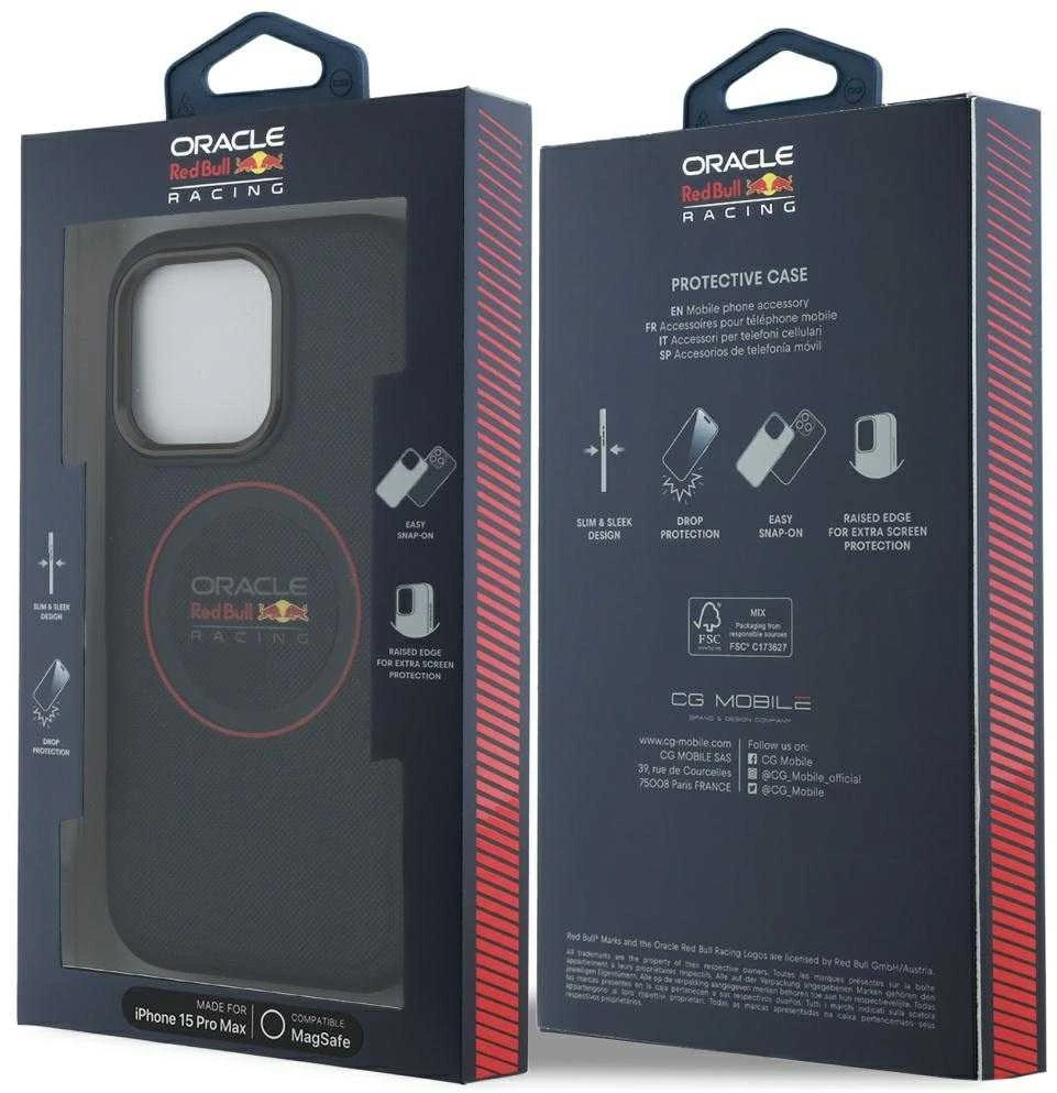 Red Bull Raudona Bull Raudona Bull PU Leather Raudona Ring MagSafe dėklas jūsų Apple iPhone 15 Pro Max mėlynos spalvos