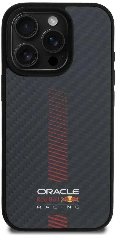 Red Bull Raudona Bull Raudona Bull Carbon Powerbar MagSafe dėklas jūsų Apple iPhone 16 Pro juodos spalvos