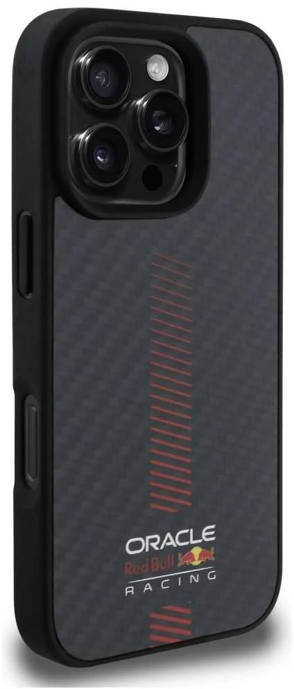 Red Bull Raudona Bull Raudona Bull Carbon Powerbar MagSafe dėklas jūsų Apple iPhone 16 Pro juodos spalvos