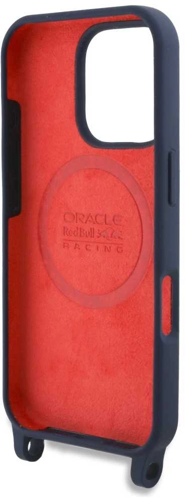 Red Bull Raudona Bull Raudona Bull silikoninis Vertical Logo MagSafe Case + Crossbody Strap for iPhone 16 Pro dėklas telefonui mėlynos spalvos