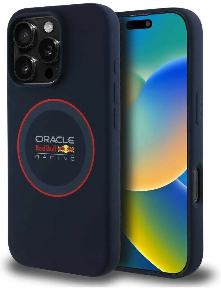 Red Bull Raudona Bull Raudona Bull silikoninis Raudona Ring MagSafe Apple iPhone 16 Pro Max dėklas telefonui mėlynos spalvos