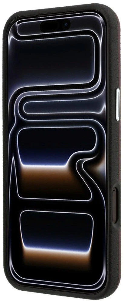 Rinkinys Dėklas + portfel BMW Quilted Pattern Metal Logo do iPhone 18 Pro / 17 Pro bordo spalvos