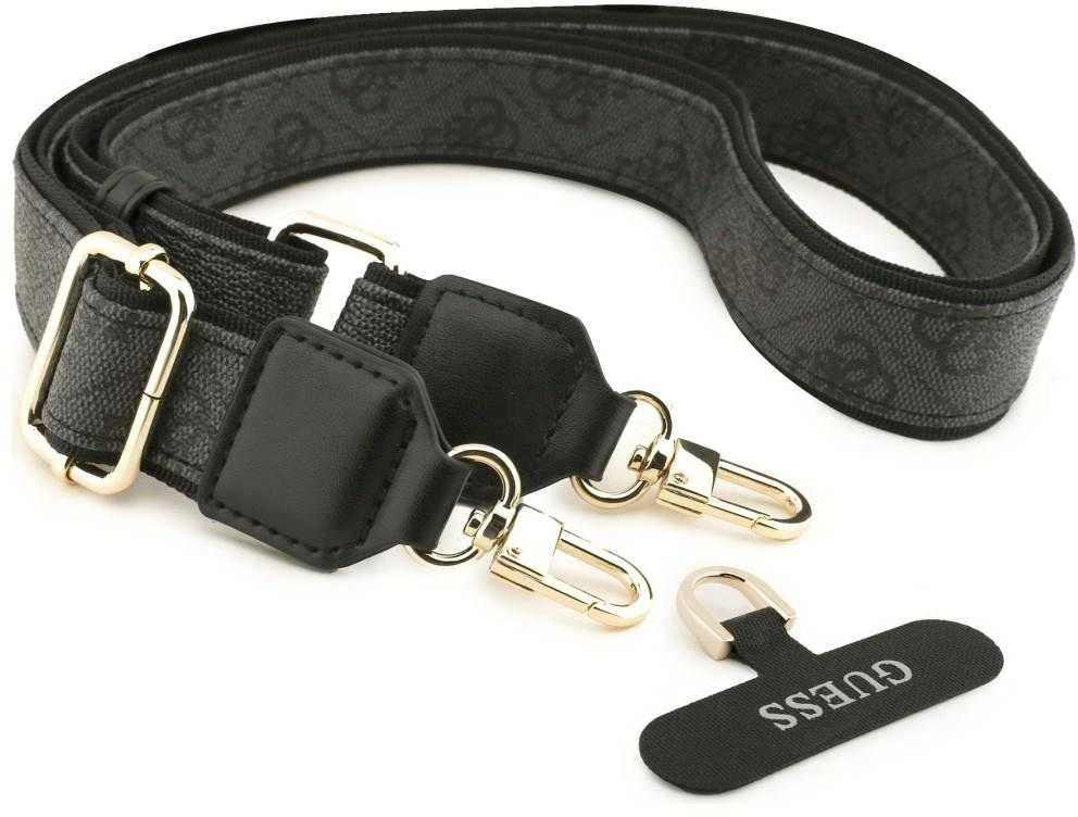 Dėklas Guess 4G Big Rhinestone Triangle Strap MagSafe for Samsung Galaxy S26 juodos spalvos