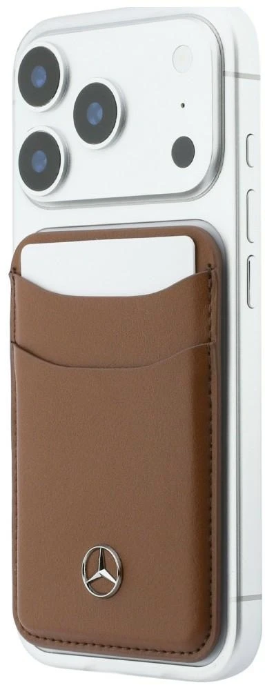 Dėklas Rinkinys etui + portfel Mercedes Grilis Pattern Leather MagSafe do iPhone 18 Pro Max / 17 Pro Max camel