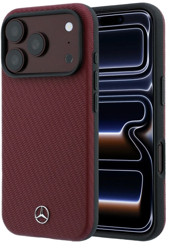 Dėklas Rinkinys etui + portfel Mercedes Grilis Pattern Leather MagSafe do iPhone 18 Pro / 17 Pro bordo spalvos