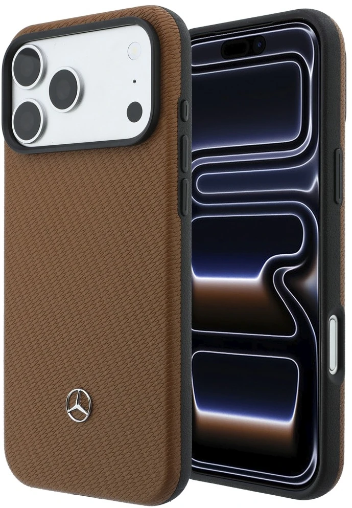 Dėklas Rinkinys etui + portfel Mercedes Grilis Pattern Leather MagSafe do iPhone 18 Pro Max / 17 Pro Max camel