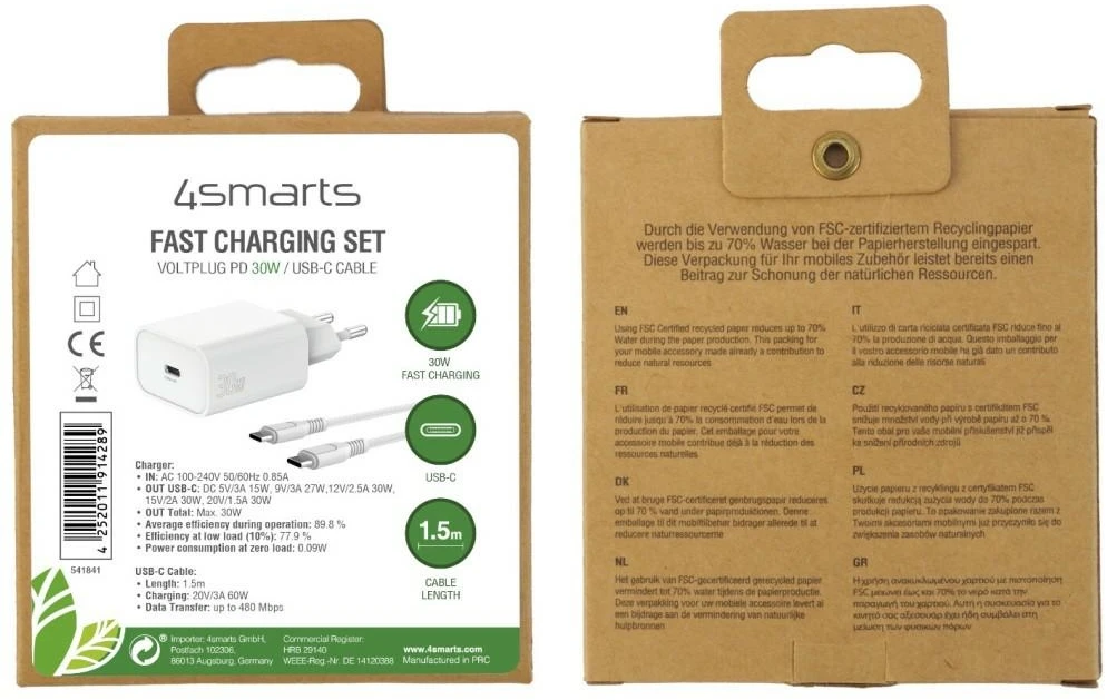 Įkroviklis 4smarts VoltPlug PD jungiama į tinklą 1 USB-C 30 W Baltas (40-63-0486)