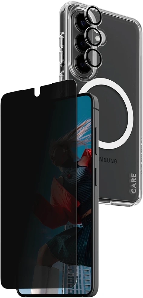 Panzer Glass Rinkinys ochronny CARE by PanzerGlass Privacy 3w1 Dėklas+Szkło+Lens do Samsung Galaxy S26