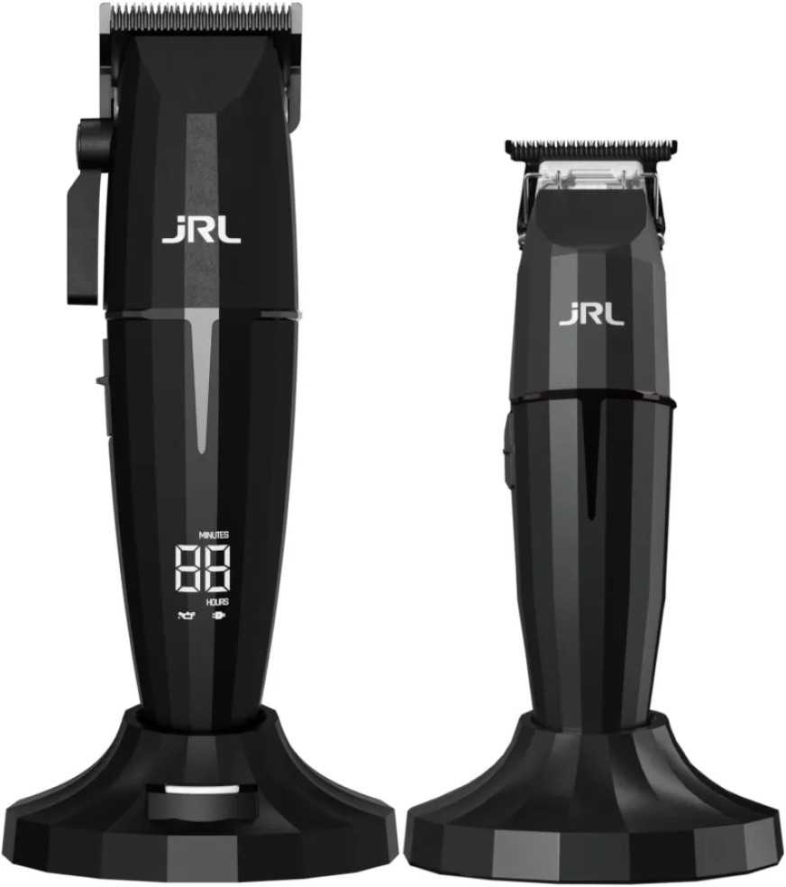 Set 2-in-1 JRL Onyx Clipper + Onyx Trimmer with Two Charging Stations juodos spalvos