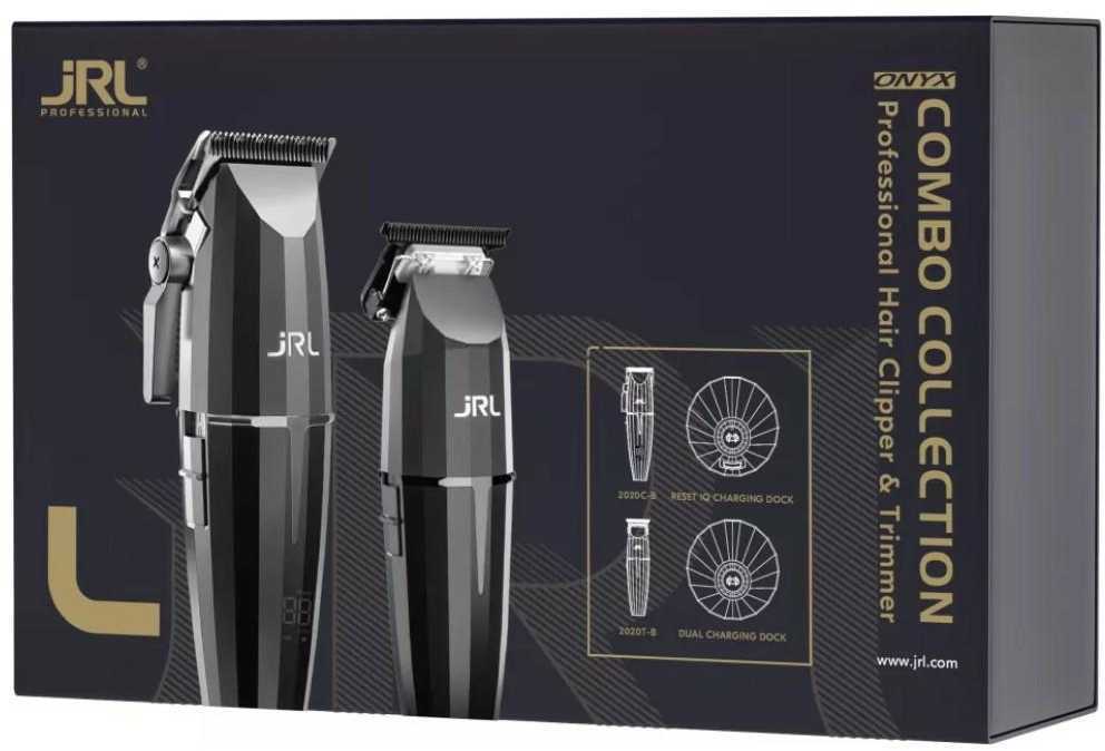 Set 2-in-1 JRL Onyx Clipper + Onyx Trimmer with Two Charging Stations juodos spalvos