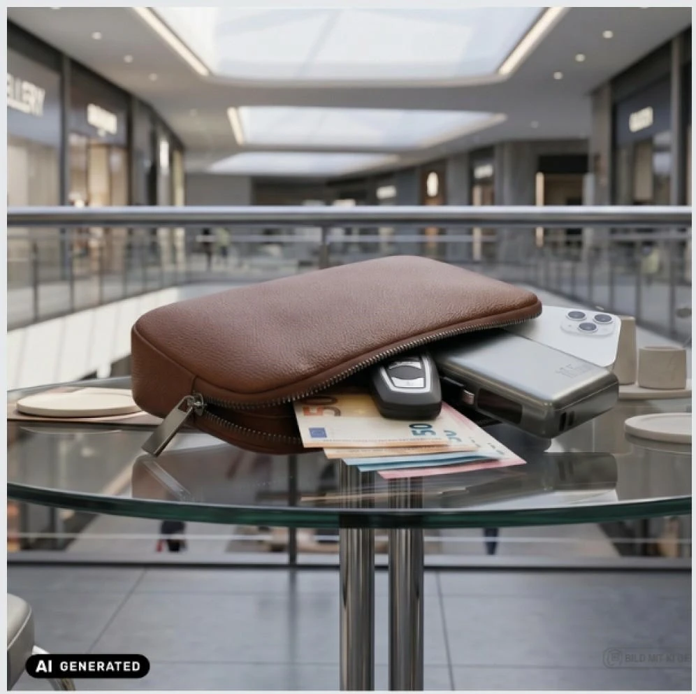 Saszetka su zamkiem na odcisk palca 4smarts Tech-Clutch Secure ruda