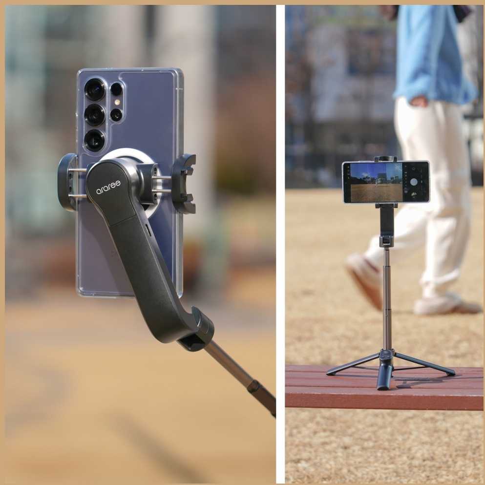 Selfie Stick Gimbal Araree Pod Gimbal 1X Tripod juoda