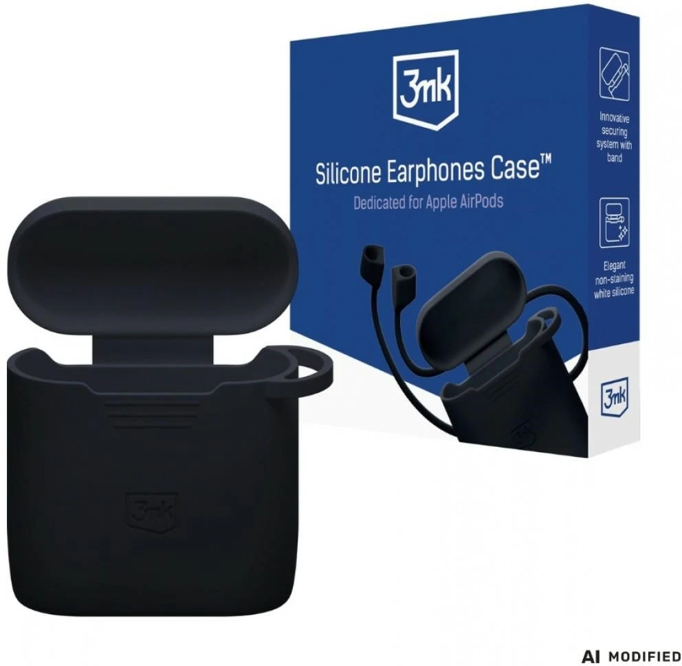 3Mk Protection 3mk silikoninis AirPods dėklas juodas, skirtas AirPods 4 – juodas