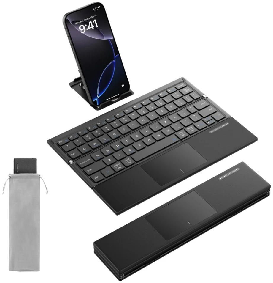 Składana klaviatūra su touchpadem SODI ZO1T Tri-Fold Bluetooth juoda